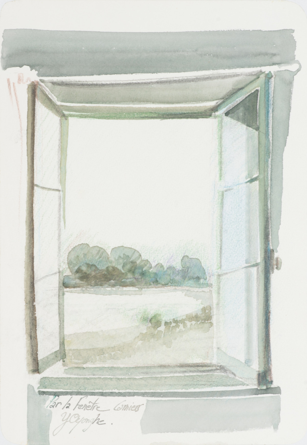 aquarelle par la fenêtre